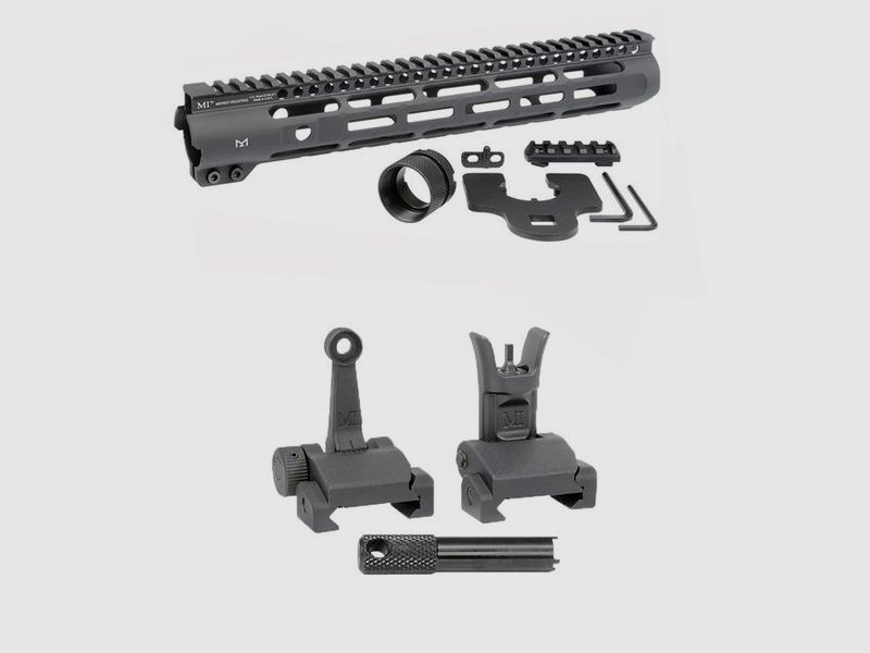 MIDWEST INDUSTRIES 12.625″ SLIM LINE HANDGUARD W/ FLIP-UP COMBAT SIGHTS