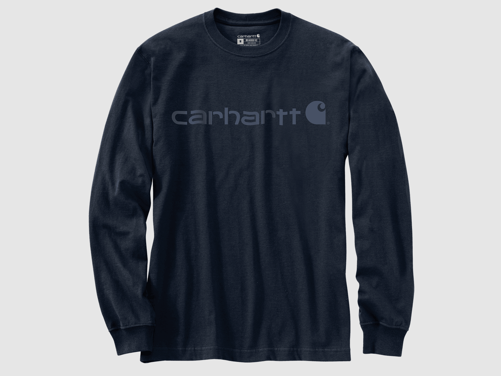 Carhartt Dearborn Relaxed LS Logo T-Shirt Hombre Navy/Azul Oscuro XL