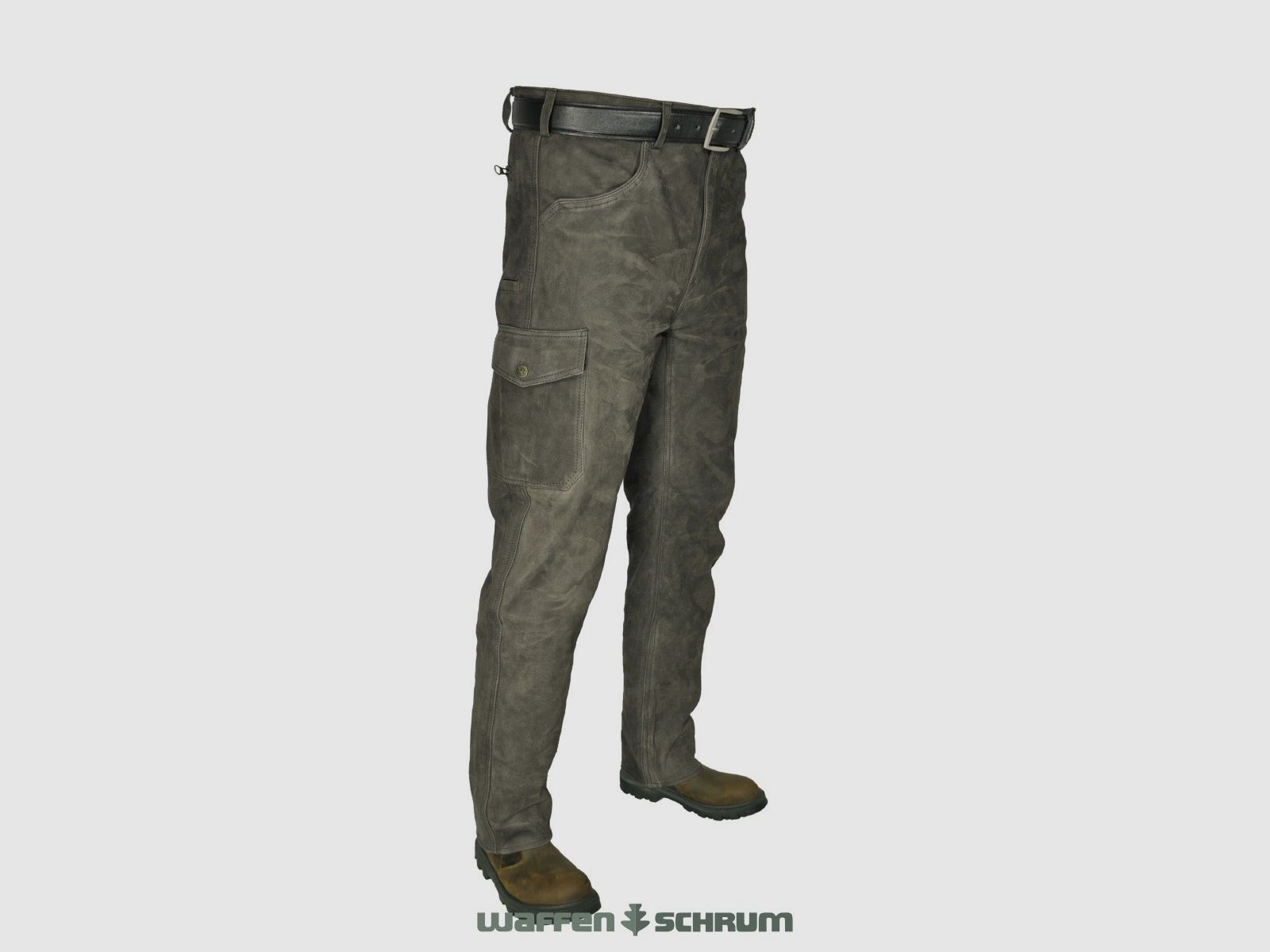 Hubertus Lederhose Trapper  Dunkel Oliv
