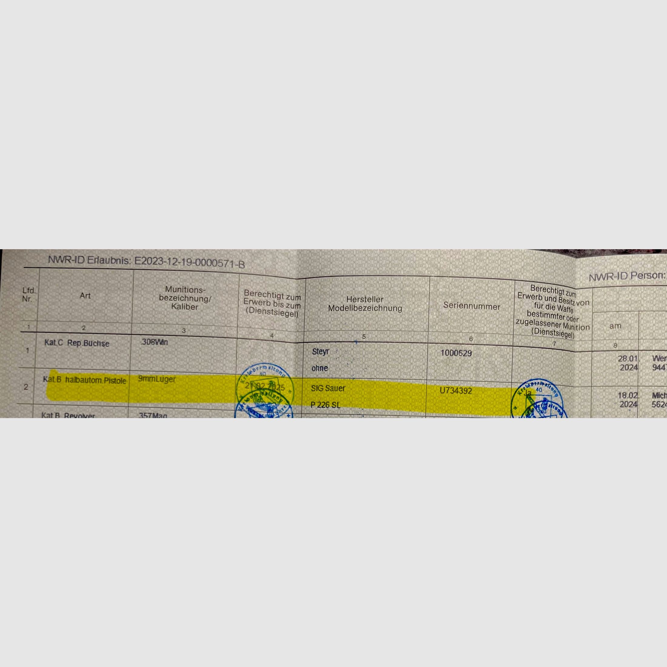 SIG Sauer P226 SL – Kaliber 9mm Luger – Sehr guter Zustand