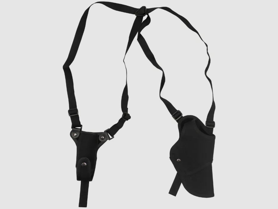 Pistol shoulder holster with magazine pouch, right-handed, black