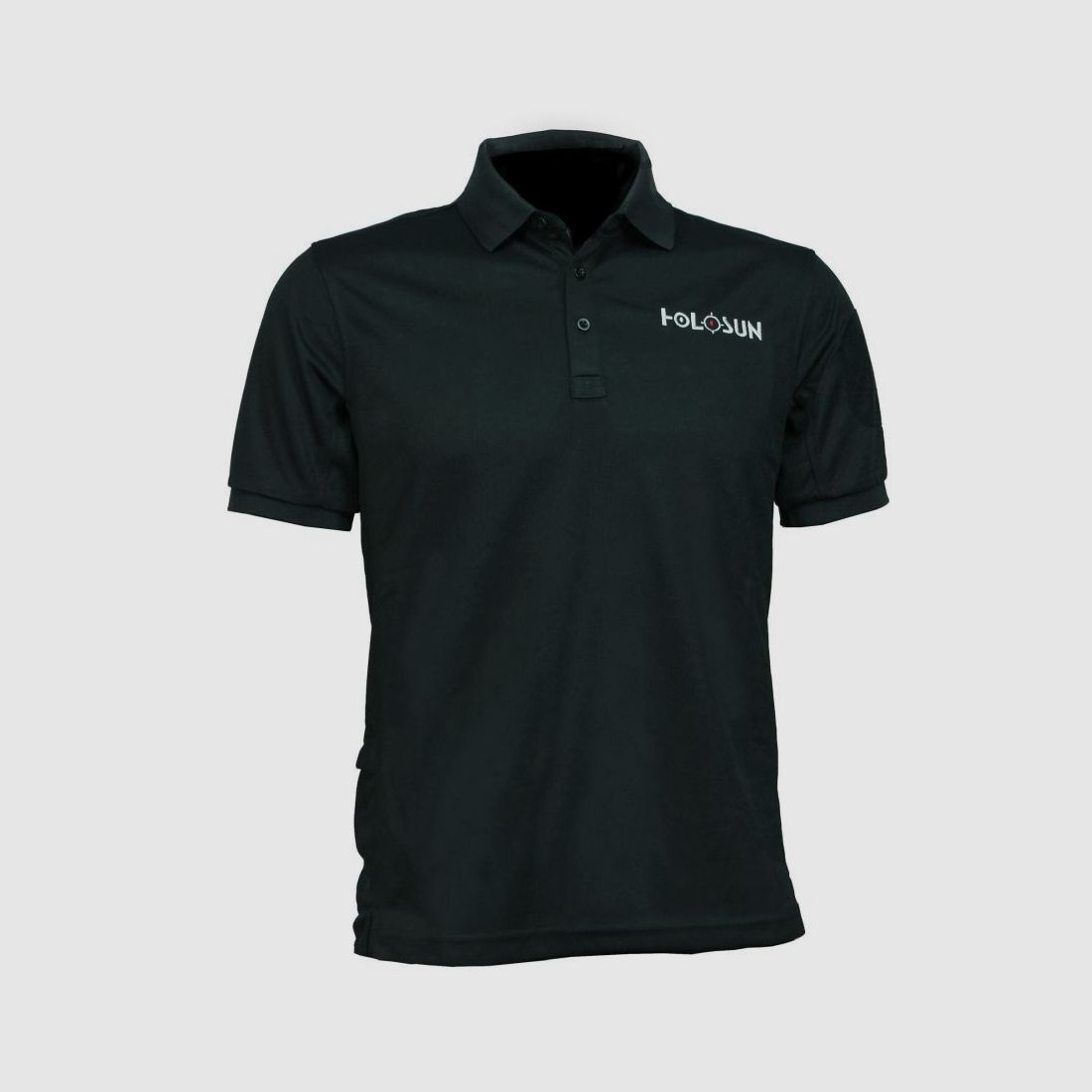 Polo-Shirt mit Stick des Holosun Logos auf der Front- und Rückseite, Handytasche und Klettfläche für Klettpatch
