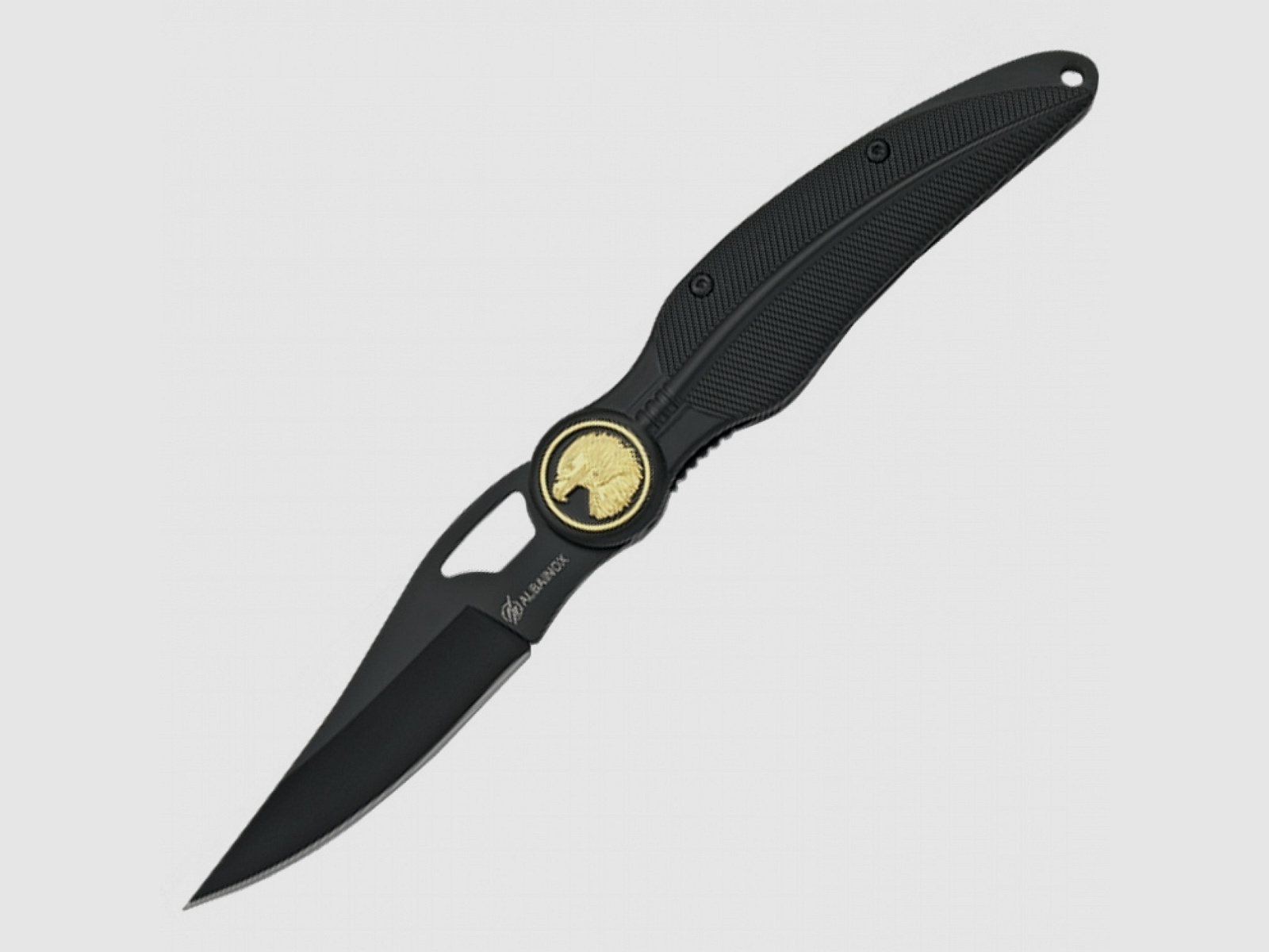 Coltello multiuso "piuma nera" con aquila e clip