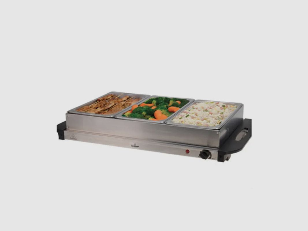 Electric food warmer 3 compartments 300 W hot plate, image 4 of 13