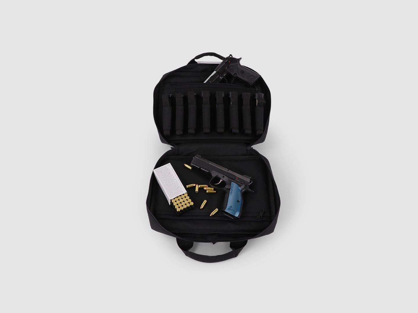 Winter Pistolentasche W8 für 2 Kurzwaffen – 8 Magazinhalter, 1000D, abschließbar (Night)