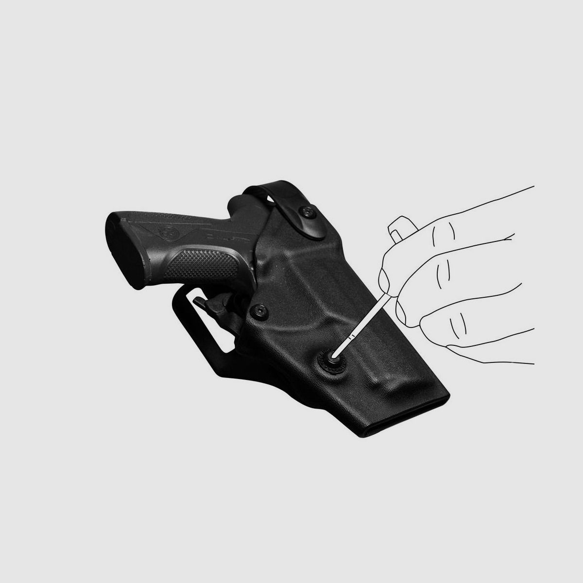 Polymerholster “RESCUE” mit Sicherung Glock 17/18/19/19X/22/25/31/32/37/38/45 Linkshänder