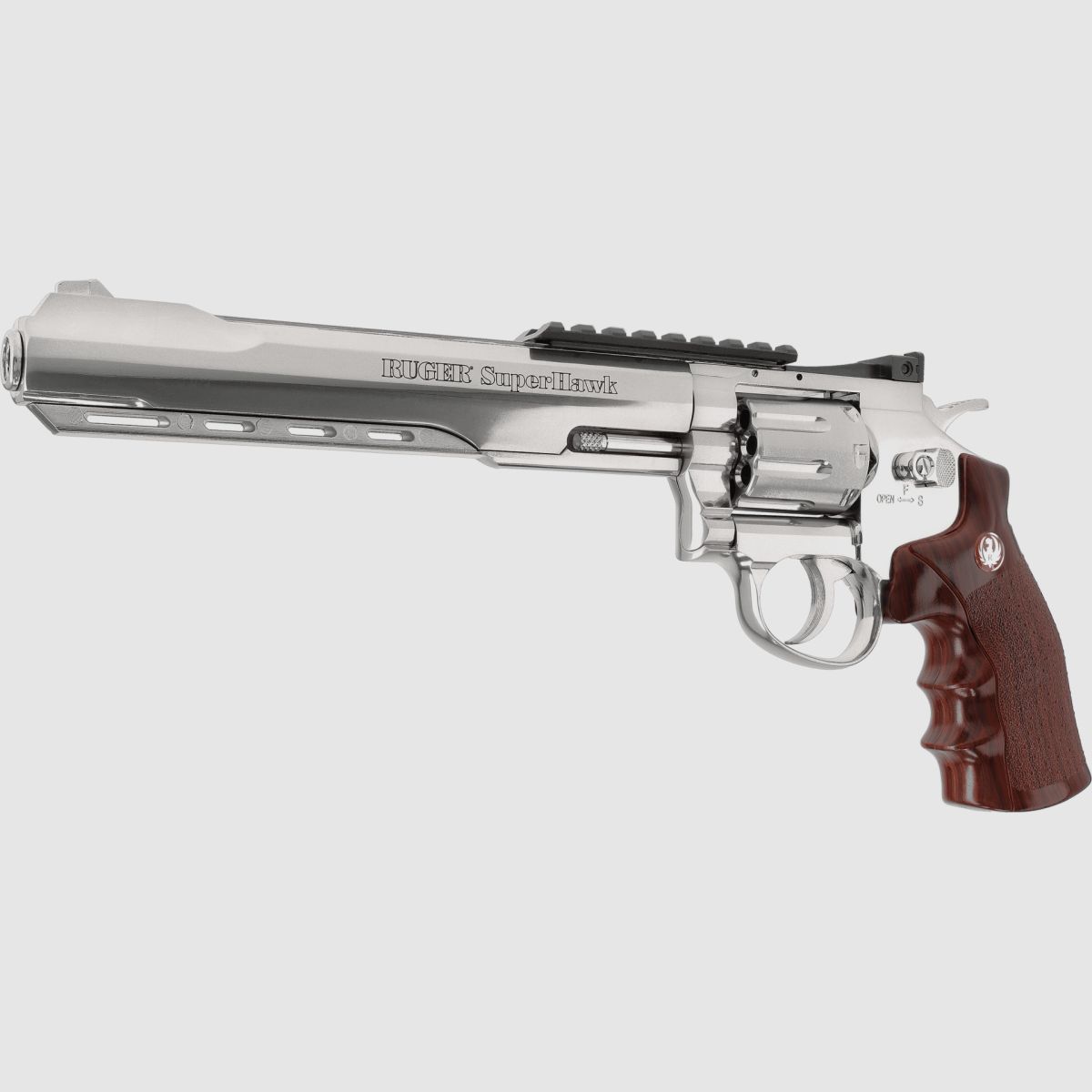Ruger 8 Inch SuperHawk Chrom Full Metal Co2 Airsoft Revolver-F-