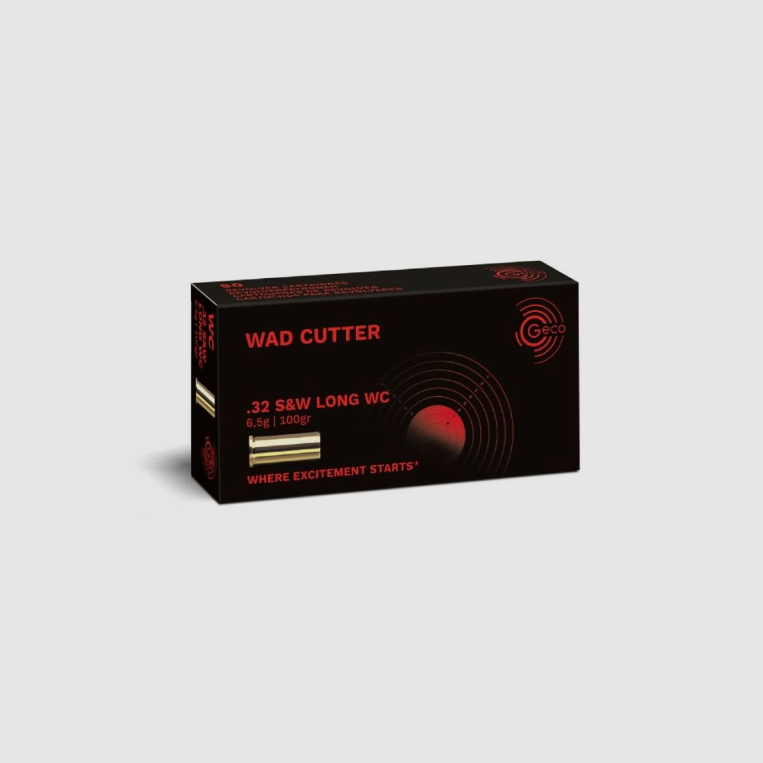 GECO .32 S&W long WC Wad Cutter 6,5g/100gr - 50 cartouches