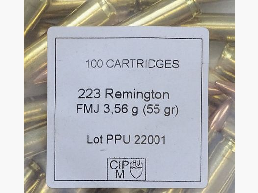 PPU .223rem FMJ 55grs - 100 rounds