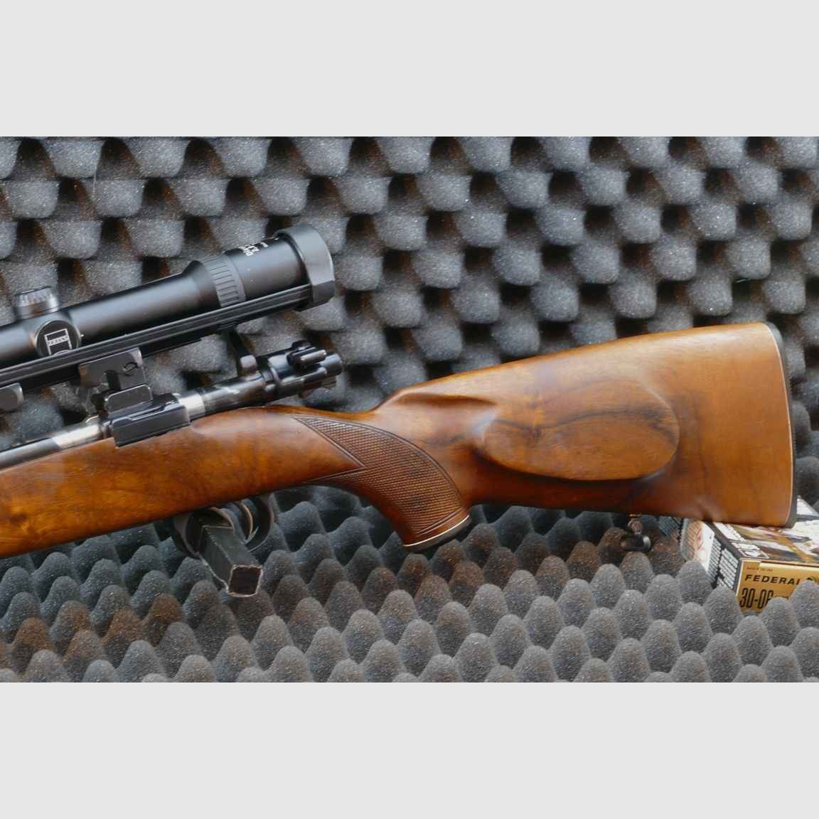 Repetierowy karabin, system 98, producent Luger, model L99, 30-06Spr, montaż EAW dla szyny wewnętrznej Zeiss