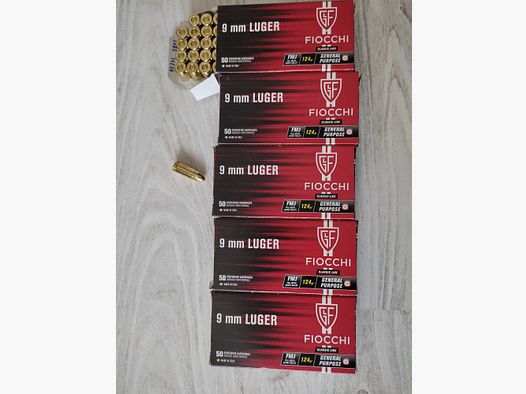 Fiocchi 9mm Luger 124gr FMJ Classic Line 250 Stück
