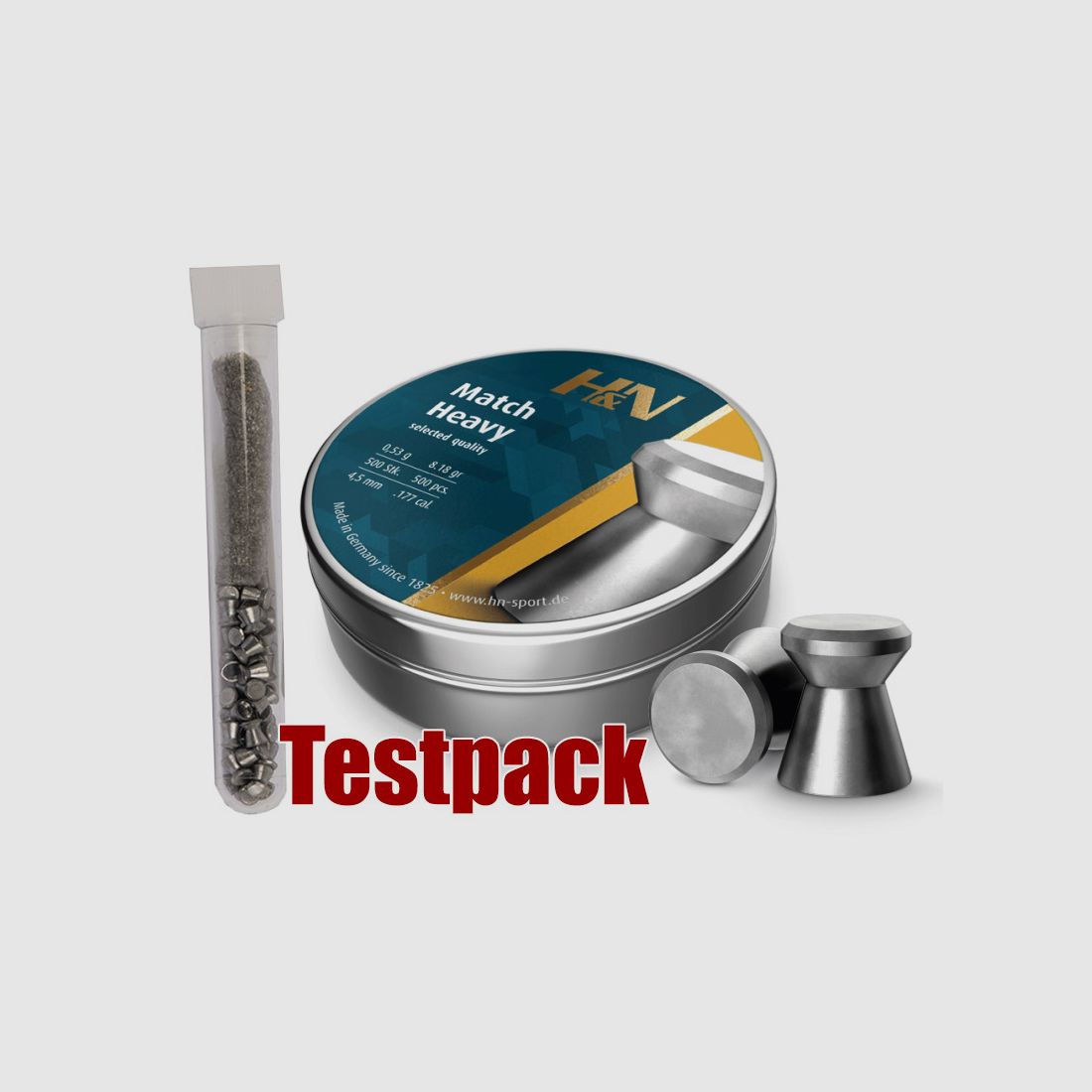 Testpack Flachkopf Diabolos H&N Match Heavy Kaliber 4,5 mm 0,53 g glatt 40 StĂĽck