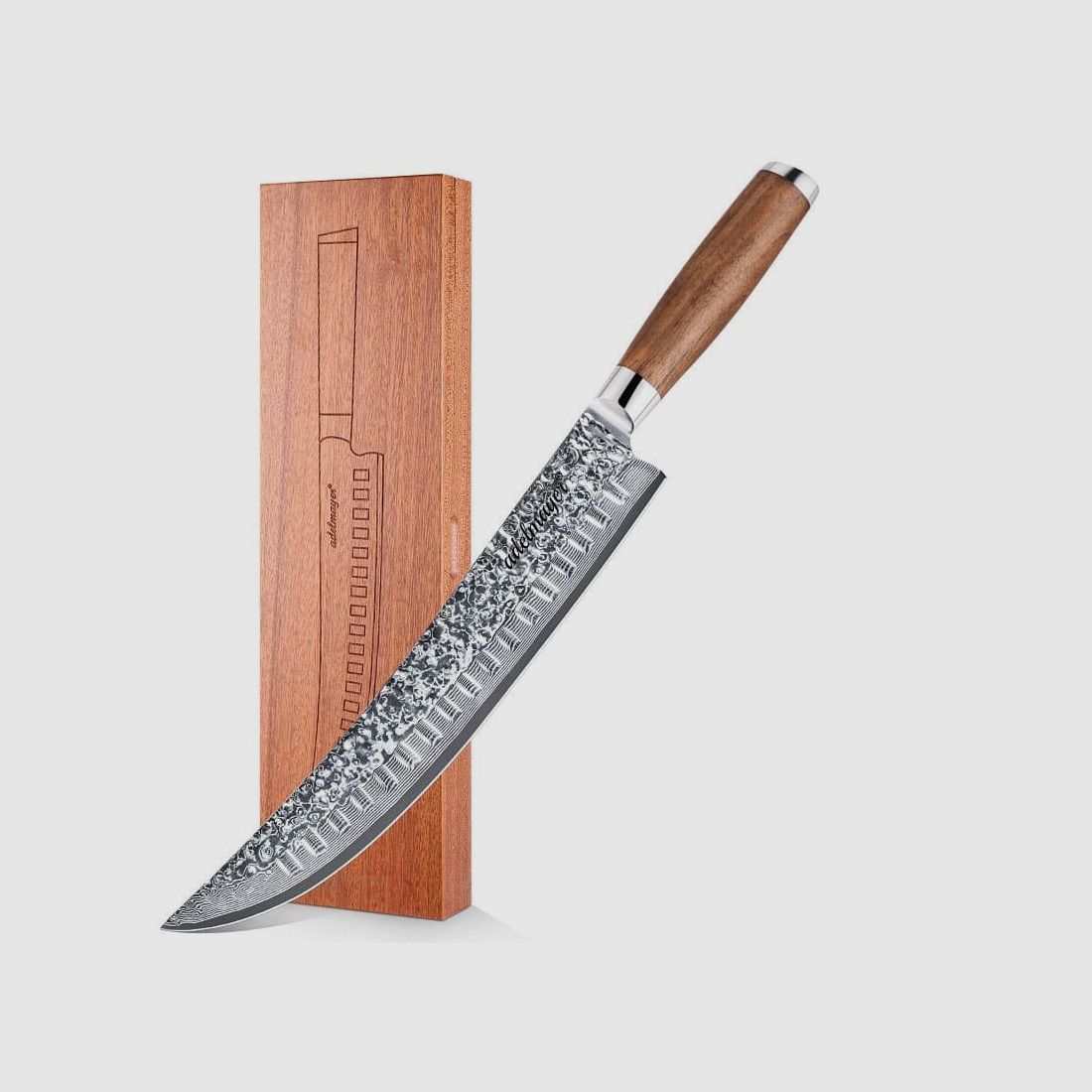 adelmayer® Damast Zerlegemesser 26 cm handgeschliffen und mit Walnussgriff