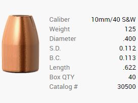 Barnes Bullet 10mm/.40 S&W/.400 125GR M/LE Tac-XP Pistol FB 40 pieces