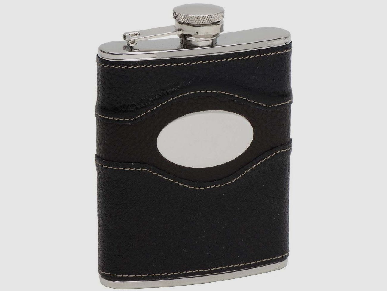 Flachmann Leder Gravurplatte 6 oz