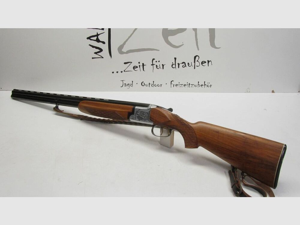 Bockdoppelflinte Laurona Spanien 12/70, LL 71 cm, sehr schöner Schaft 12/70