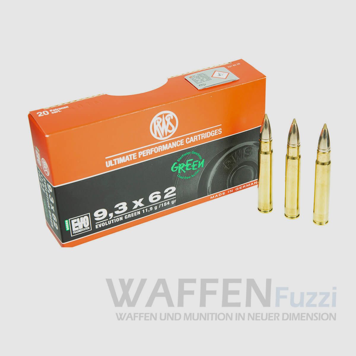 Jagdmunition RWS 9,3x62 Evolution GREEN 184grs bleifreie Teilzerleger