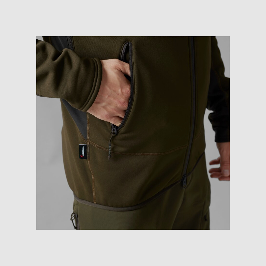 Härkila Deer Stalker Fleece Hoodie Zielona wierzba / Ciemny brąz