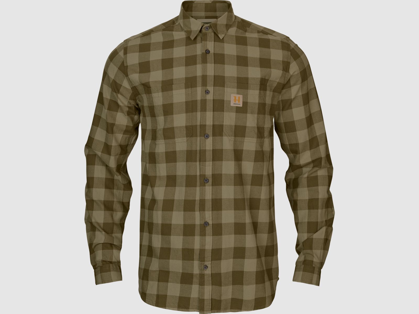 Härkila Camisa L/S Escandinava para Hombre Cuadro Verde Oliva Oscuro, XL