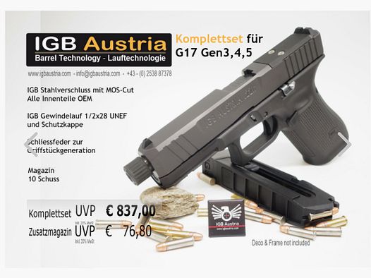 IGB Austria Kleinkaliber Wechselsystem für Glock 17 19 Gen3 Gen4 Gen5 in .22lr .22lfb