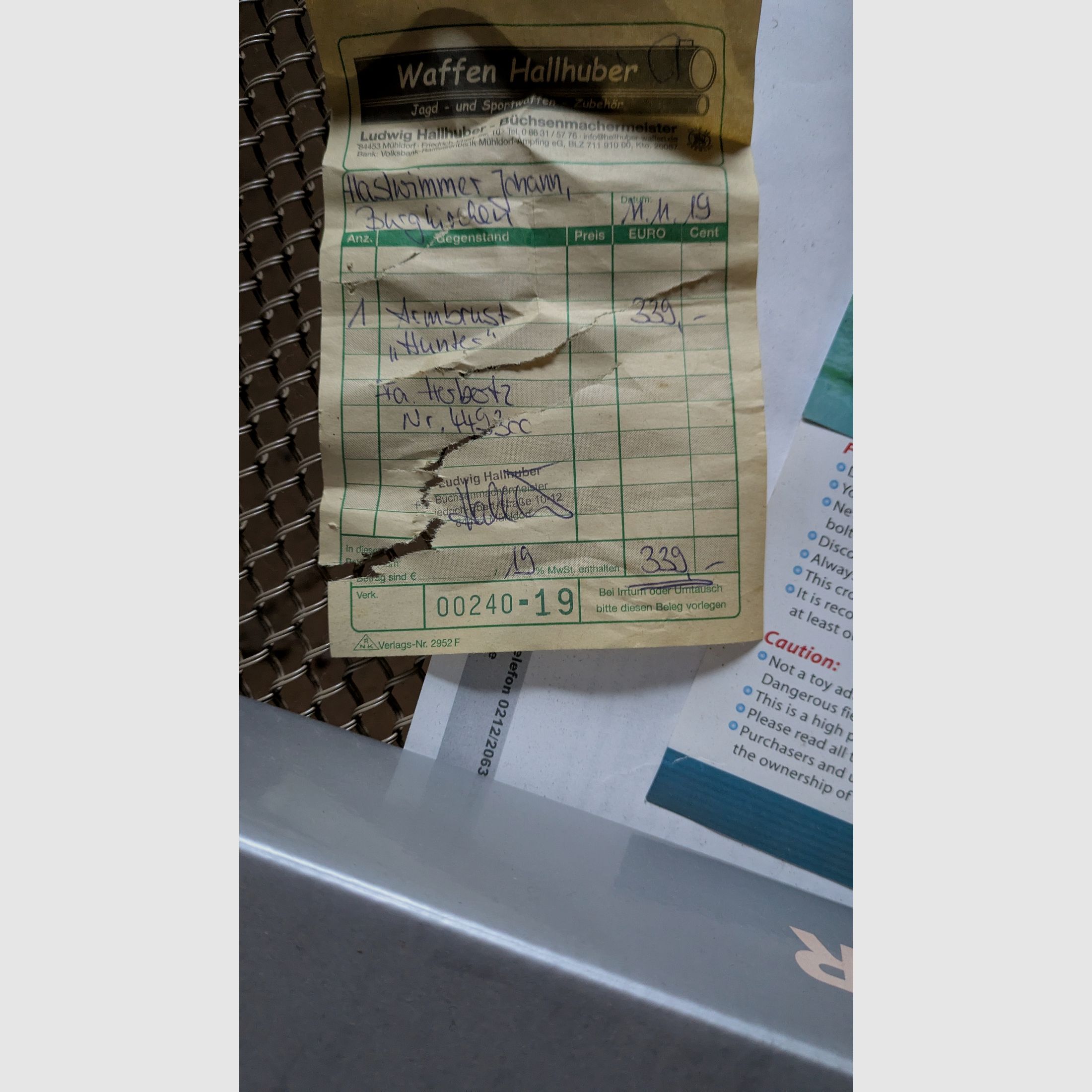 Crossbow with scope, arrows, and target. No shipping.