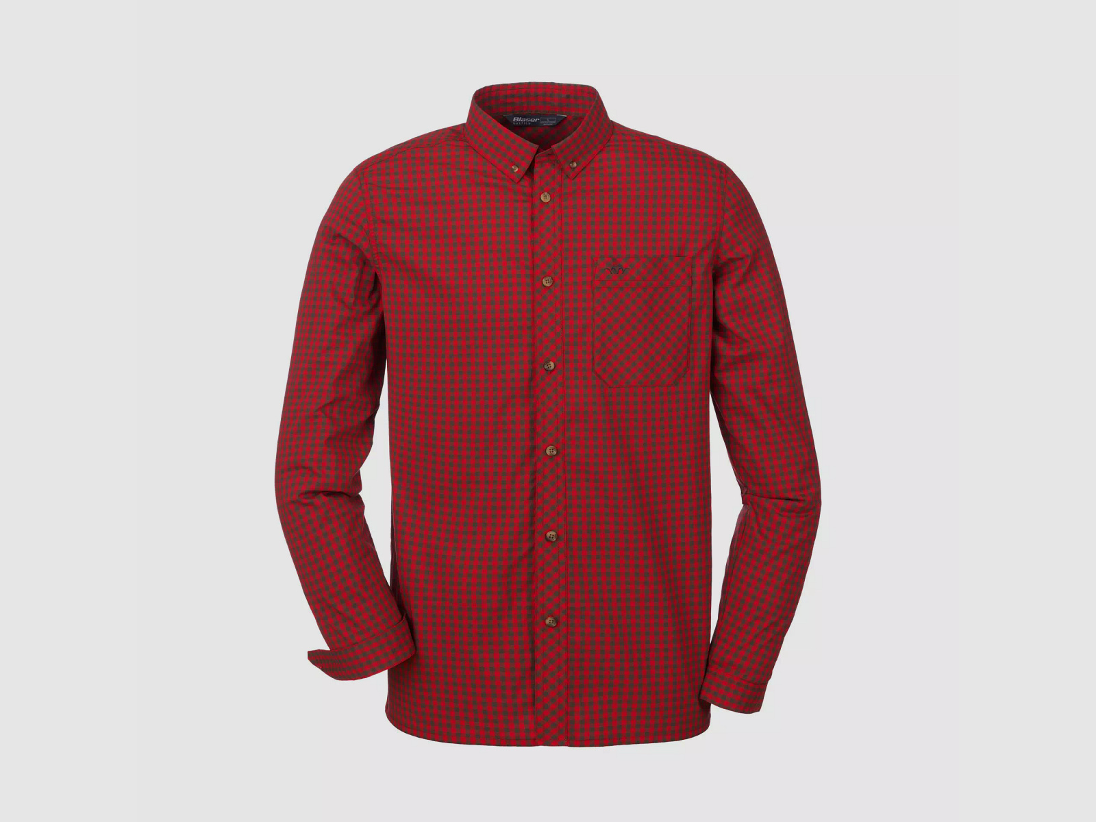 Blaser Serge - Stretch Hemd - Braun / Rot Kariert