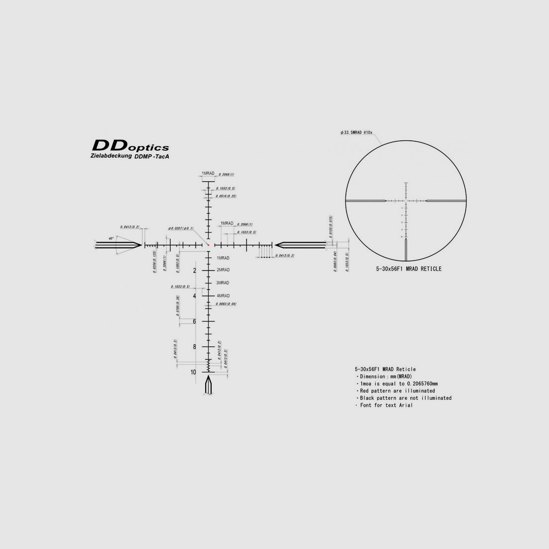 DDoptics ZF Nachtfalke V6 5-30x56 DDMP tacA + punto luminoso in fibra