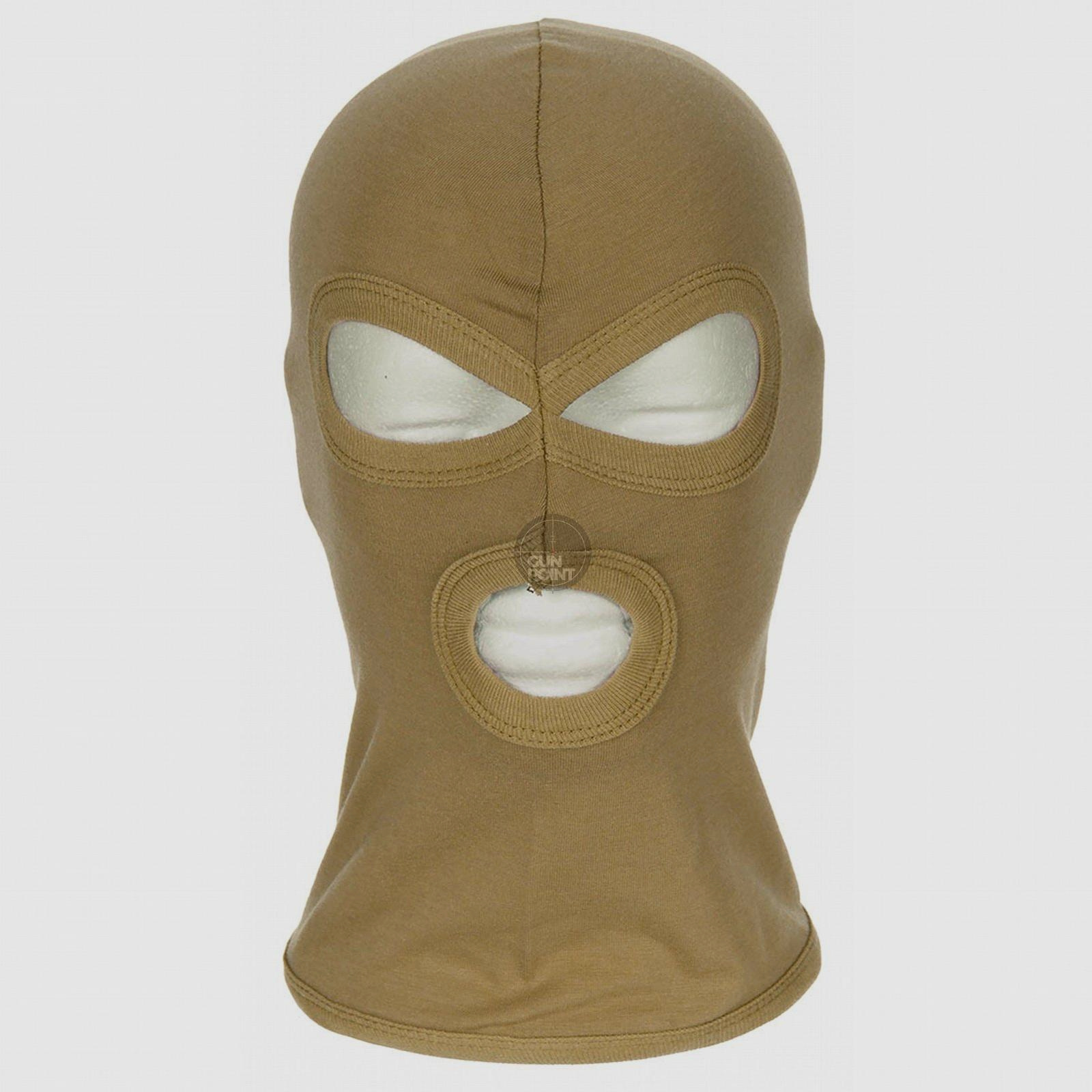 Balaclava, 3-Loch, dnn,coyote tan, 100 % Baumwolle