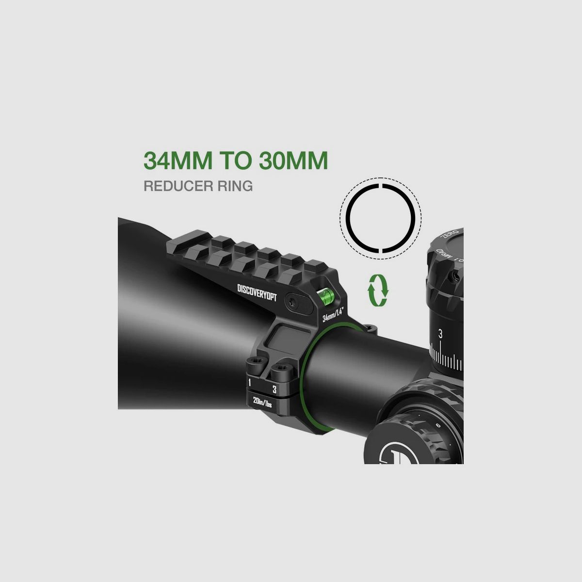 Discovery Pierścień pojedynczy z poziomicą i szyną Picatinny na górze 30/34mm, zdjęcie 2 z 10