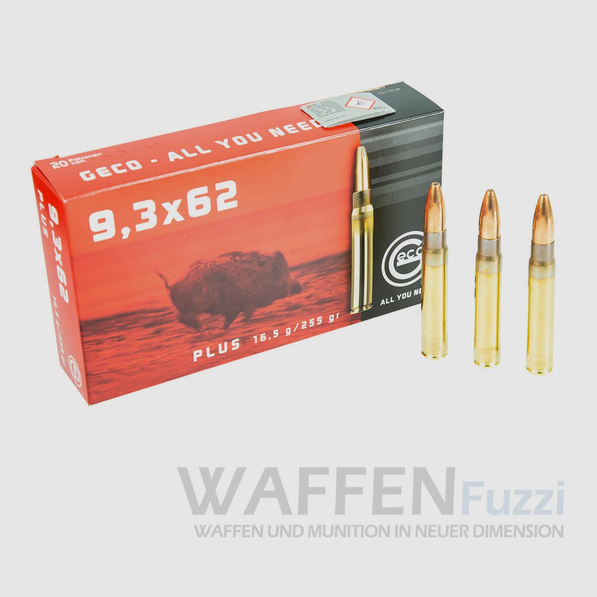Geco Plus calibro 9,3x62 munizioni da caccia 255gr alta precisione