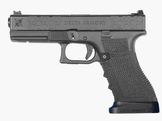 P03 GBB Airsoft Pistole mit Grip Stippling in Schwarz | Delta Armory