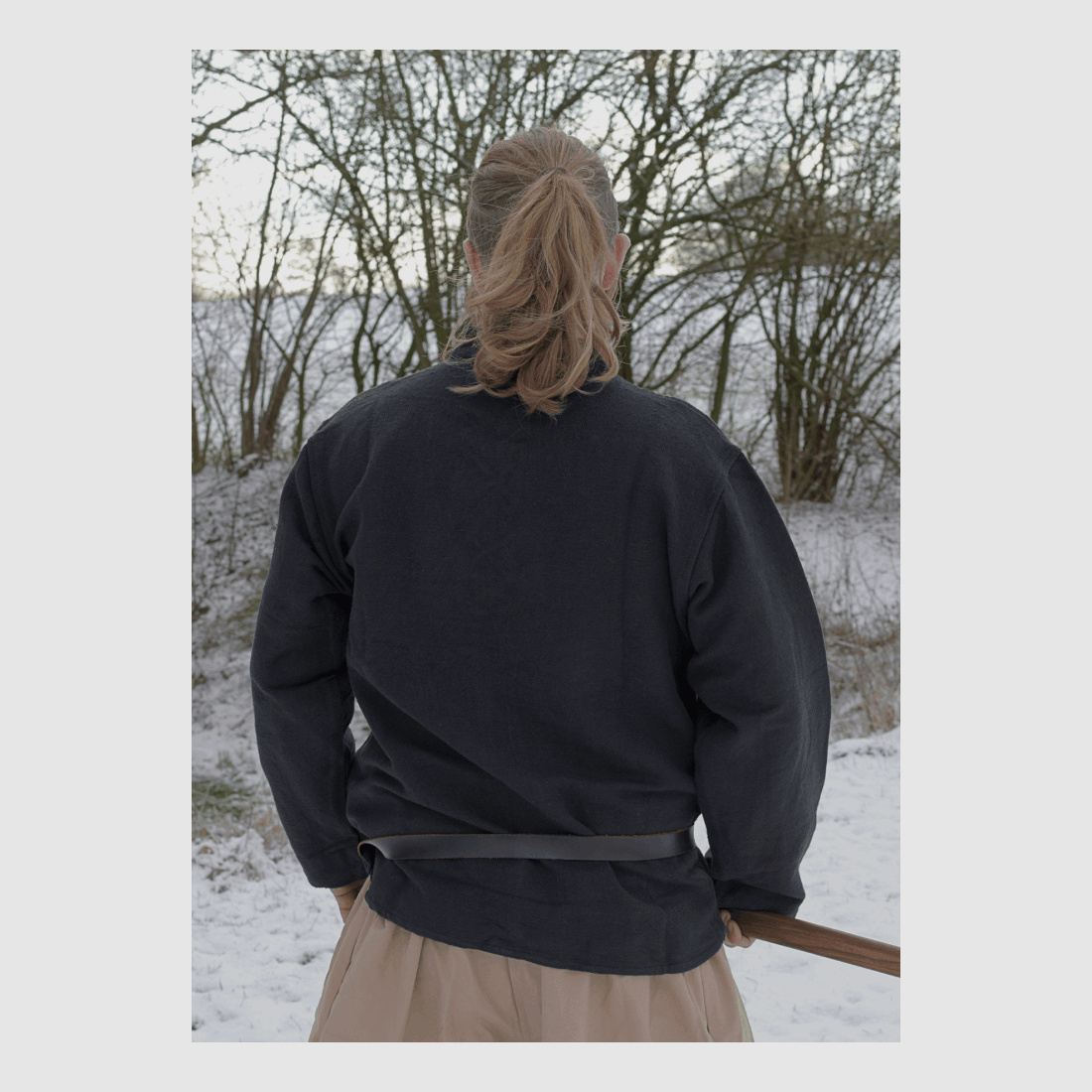 Heavy medieval shirt, laced, handwoven black