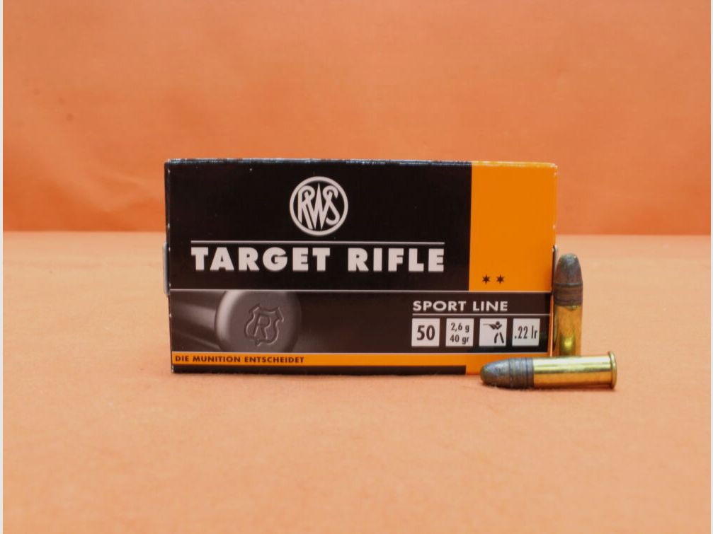 RWS Patrone .22lr RWS 40grs LRN (2132478) VE 50 Patronen "Target Rifle"/ 2,6g Blei-Rundkopf