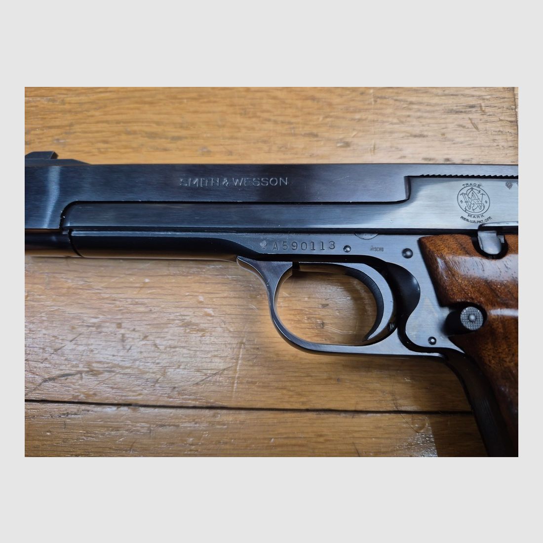 Superbo pistola Smith & Wesson Mod.41 – cal. .22LR – Tutto in acciaio vero – Brunitura al 100% – Arma del 1980 – Meccanica e canna eccezionali – Una delle armi più basse mai realizzate – Ottime condizioni – TBE++, immagine 7 di 22