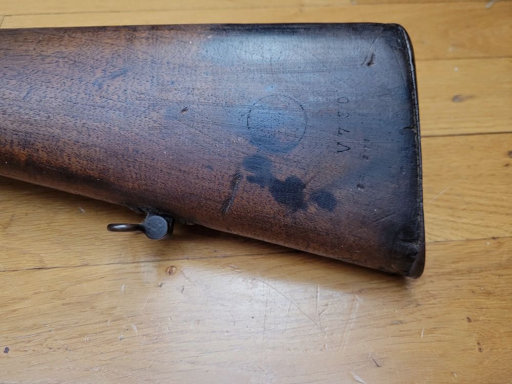Sehr gutes Gewehr Kropatschek Modell 1886 – Herstellung OEWG in Steyr 1886 (auch!) – Kaliber Schwarzpulver Original 8×60 – 8×56 portugiesisch – Schöne Hölzer – Guter ästhetischer und mechanischer Zustand – Sehr gutes Stück in BE+ / TBE!, Bild 24 von 31