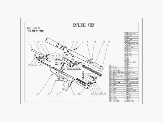 Pièces détachées pour pistolet à air LANGLEY SILENCER - SAFE N°42