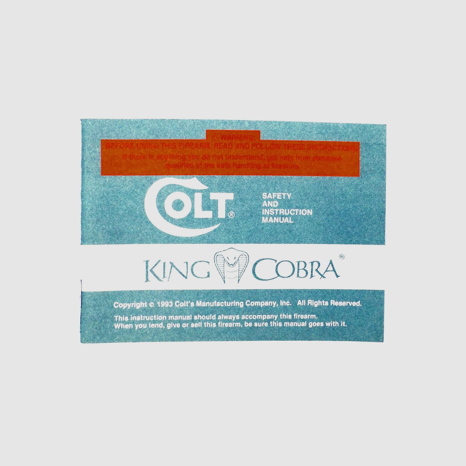 Bedienungsanleitung COLT „King Cobra“ 1993, Bild 1 von 2