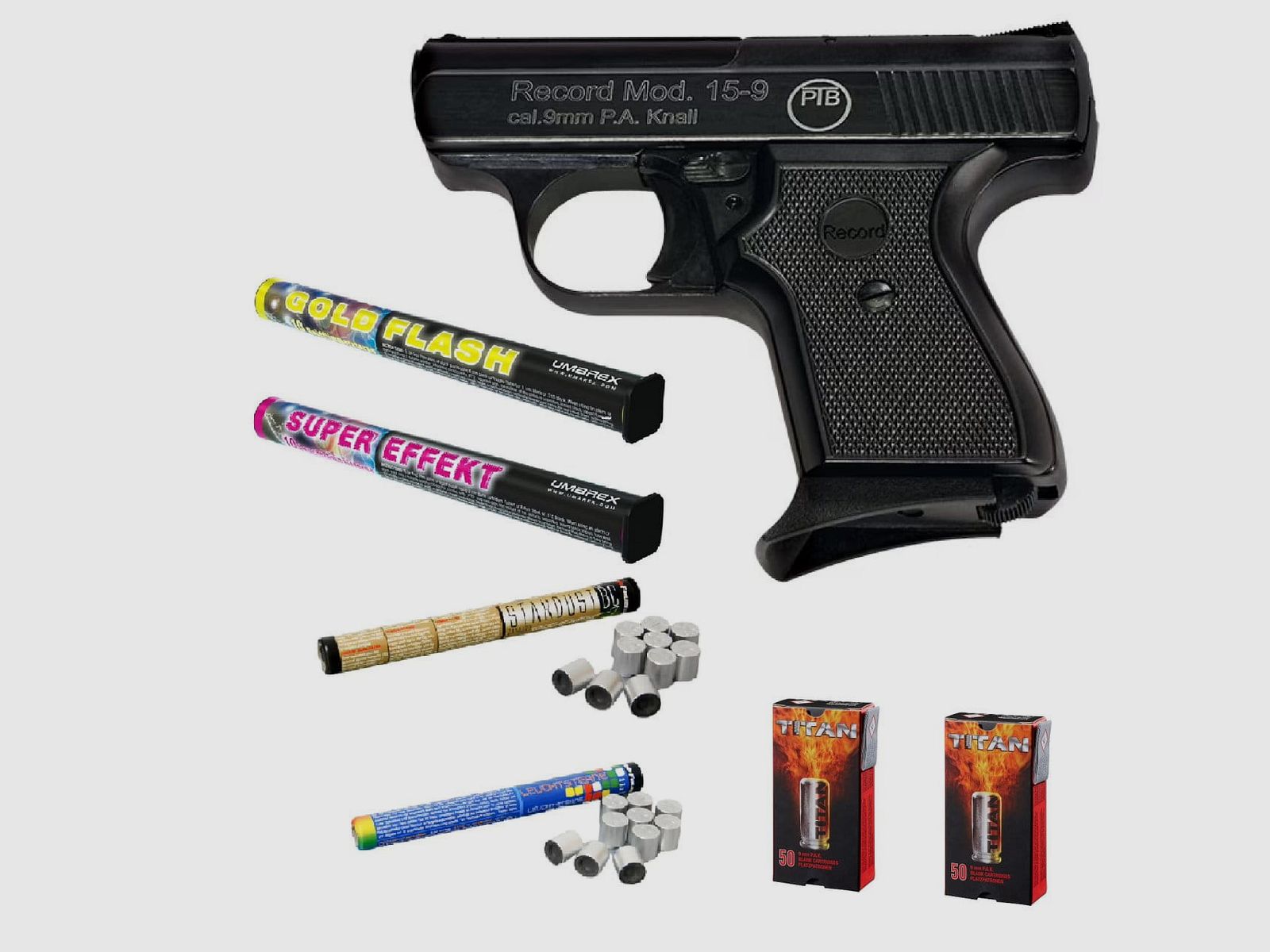 Pacchetto fuochi d'artificio di Capodanno Record 15-9 Pistola a salve