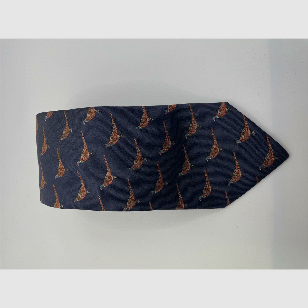 Robert Keyte Stropdas 100% zijde blauw Fasan motief