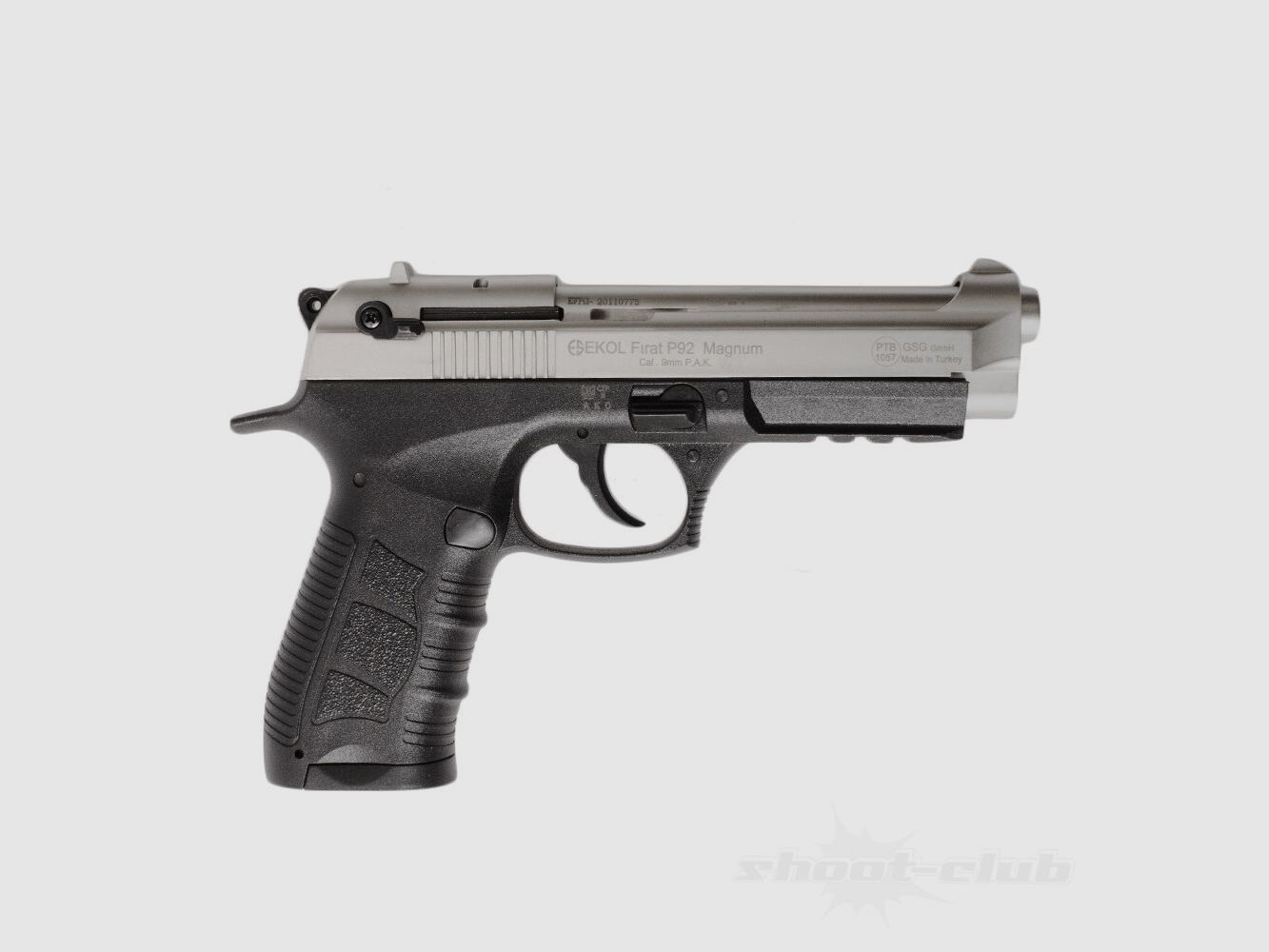 Ekol P92 Magnum Schreckschusspistol 9mmPAK Nickel Platzpatronen