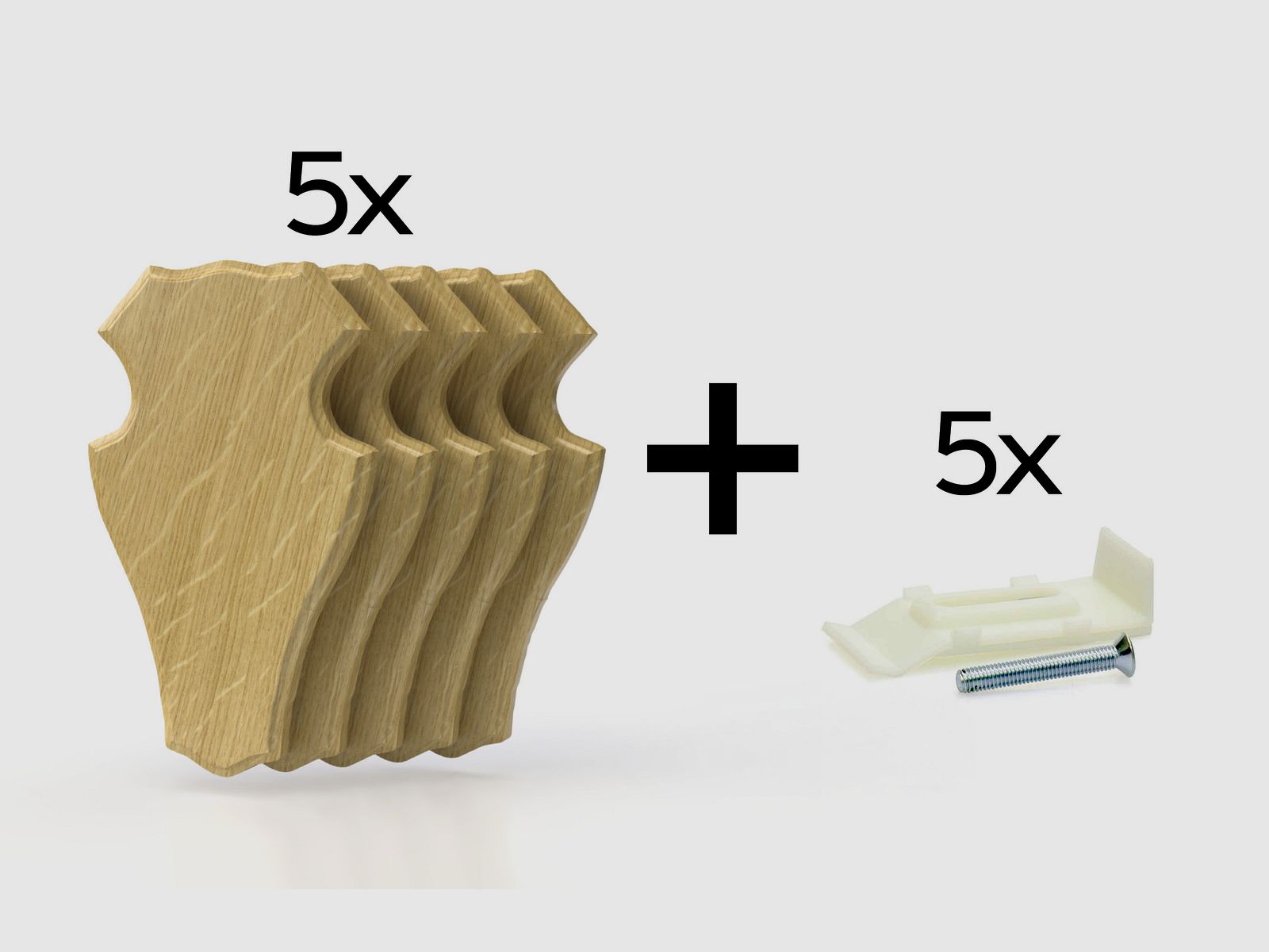 5x Trophäenschild für Rehbock 22x13cm helll (Eiche 1)