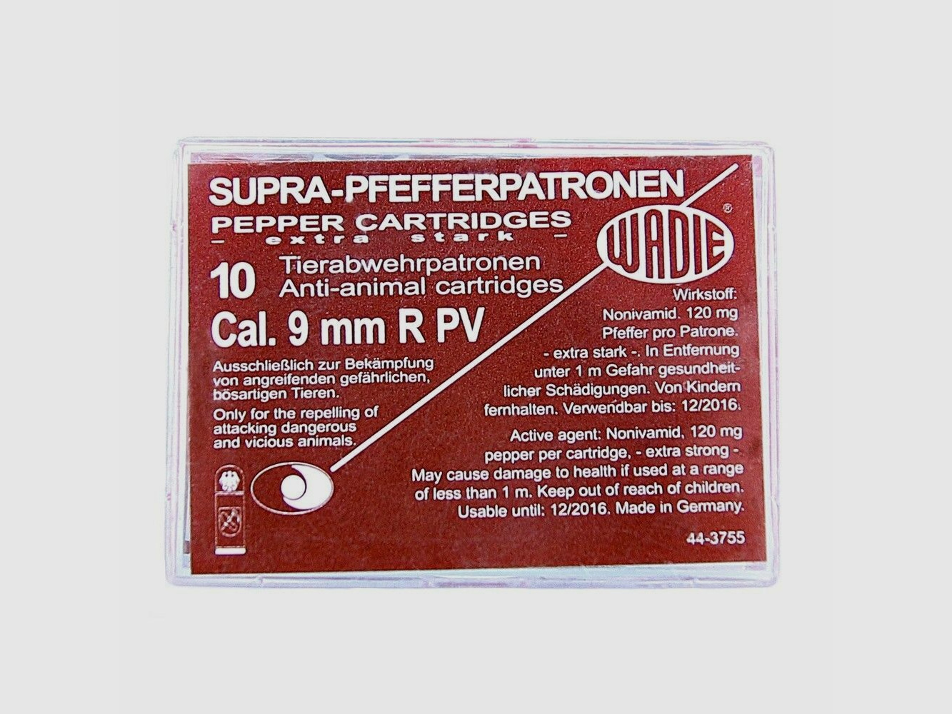 Wadie Supra cartouches au poivre R PV - 120mg NV en calibre 9mm