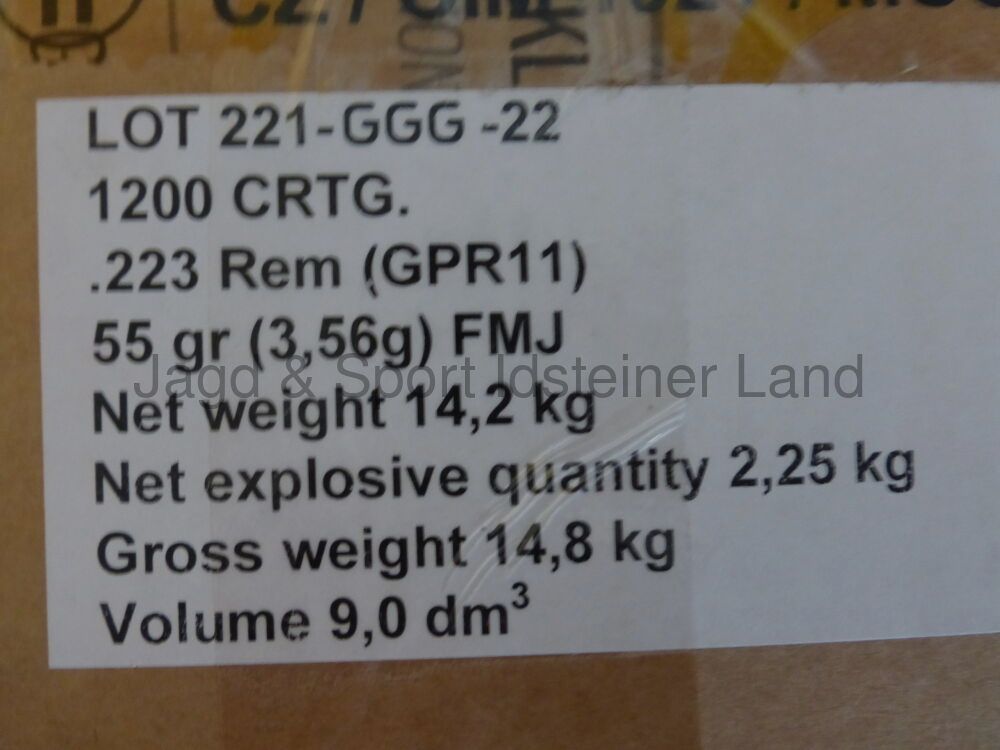 GGG, Giraites Ginkluotes Gamykla, 1200 proiettili per scatola FMJ, 55grs