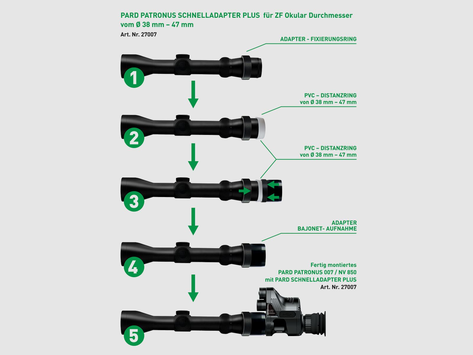 Universal Klemmadapter Uni Speed 3 Adapter PARD - Patronus 35,2-47mm