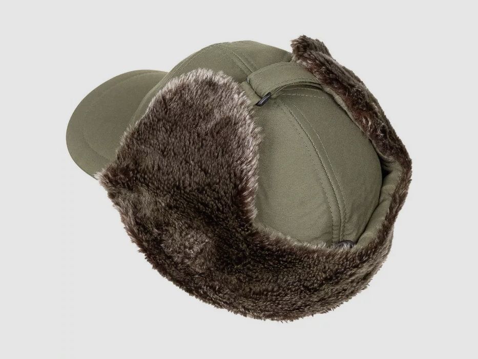 Winter Cap "Trapper" mit Kunstfell, Oliv