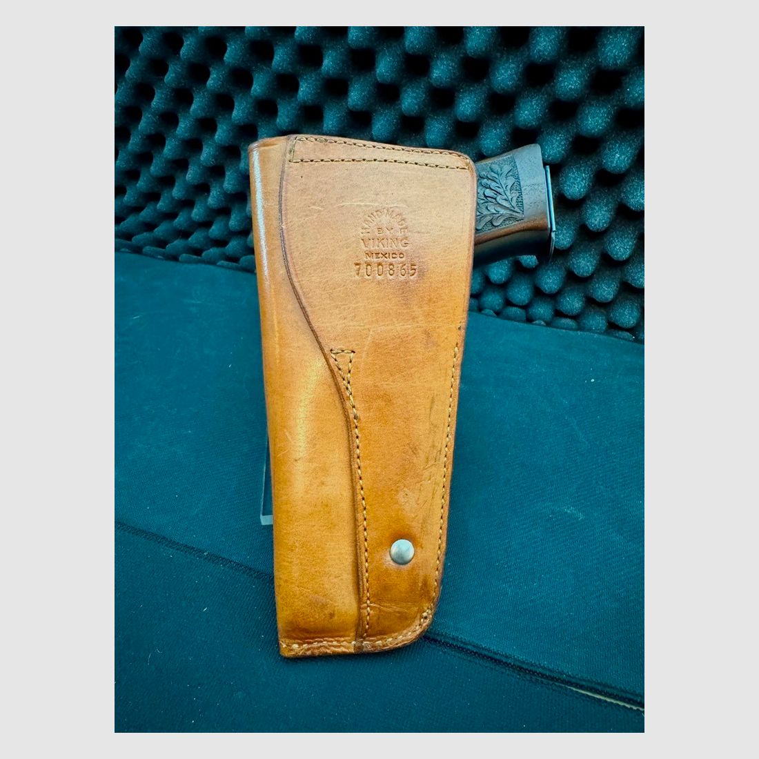 Belt holster, thick leather, half open (quick draw), hard, molded parts, hand made, perfect for CZ75, image 3 of 8