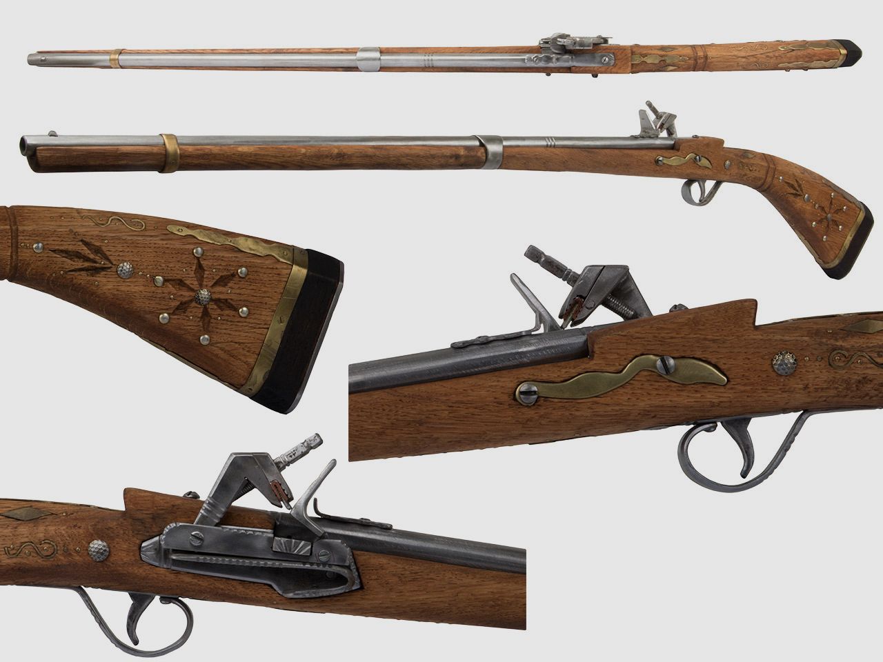 EinzelstĂĽck handgefertigtes Deko Steinschloss Vorderladergewehr TĂĽrkisches Design LĂ¤nge 130 cm