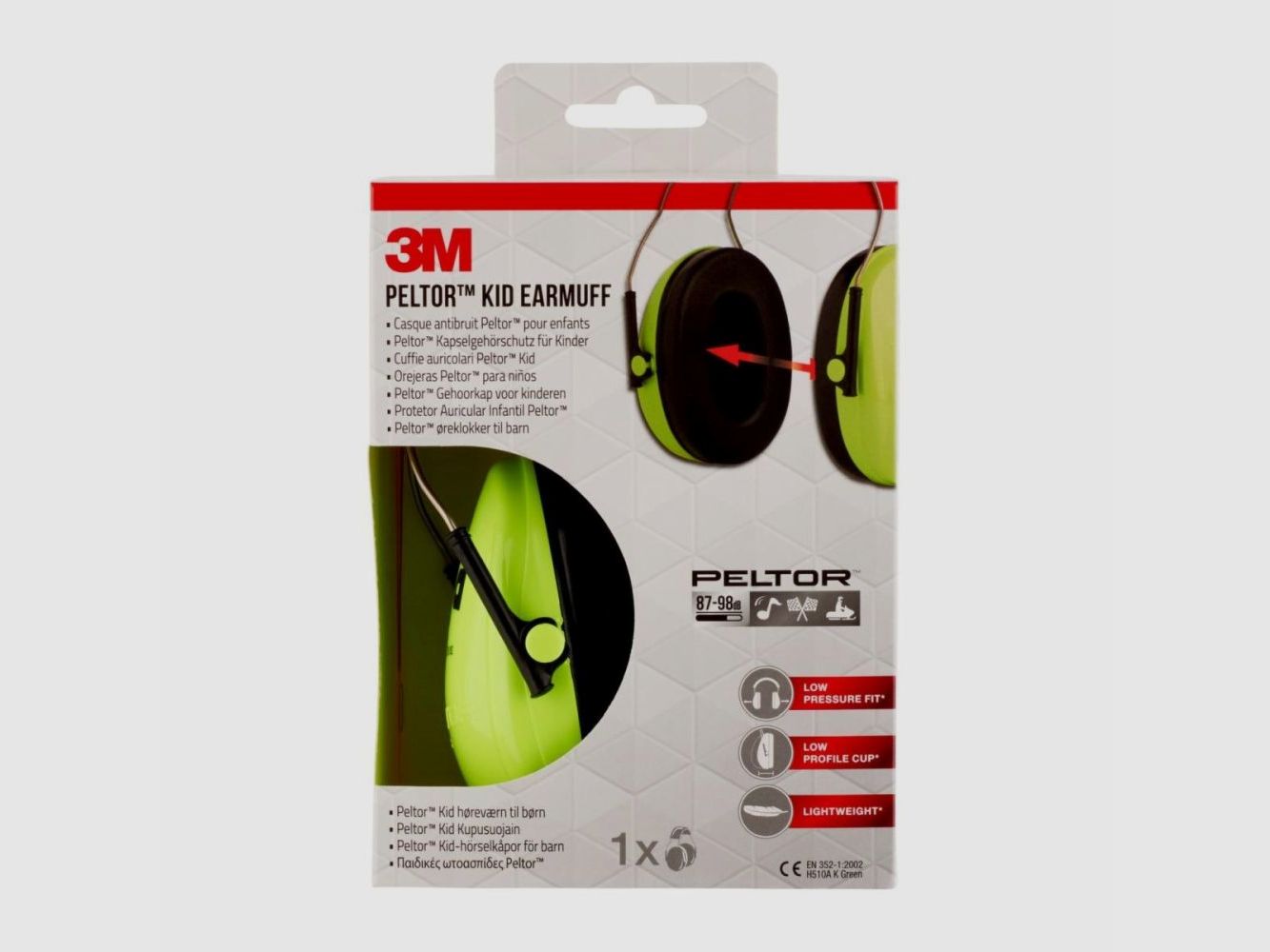 PELTOR Protezione uditiva Kid, 27 dB, Verde neon
