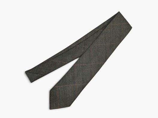 CORBATA LANA TWEED VERDE CON CUADRO EN CAMEL