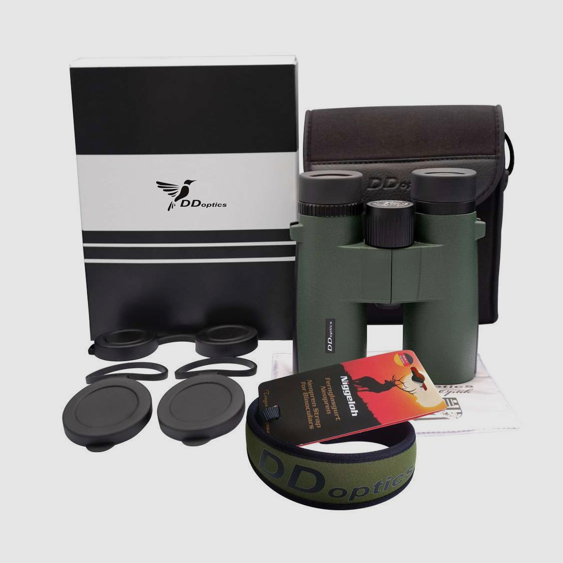 DDoptics 440120032 Fernglas Kolibri 10x42 Gen3 grün mit Tasche und Trageriemen